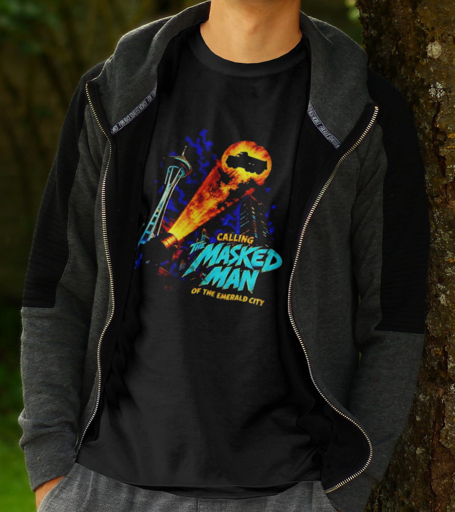 Calling The Masked Man Emerald City Space Needle T-Shirt