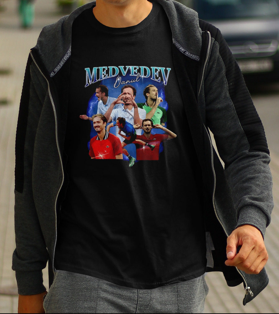 Medvedev Daniil Tennis Champion Dynamic Action Montage T-Shirt