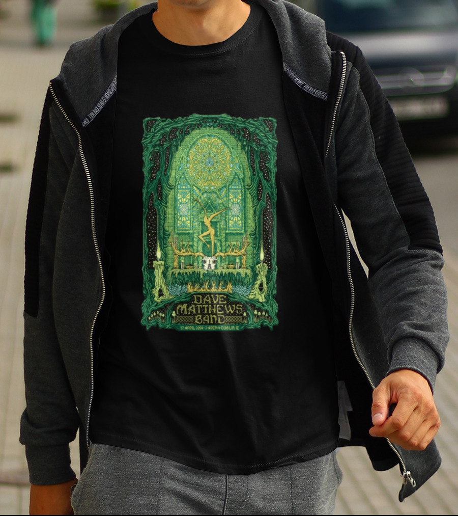 Dave Matthews Band 27 April 2024 3Arena Dublin IE Concert Art With Celtic And Candle T-Shirt