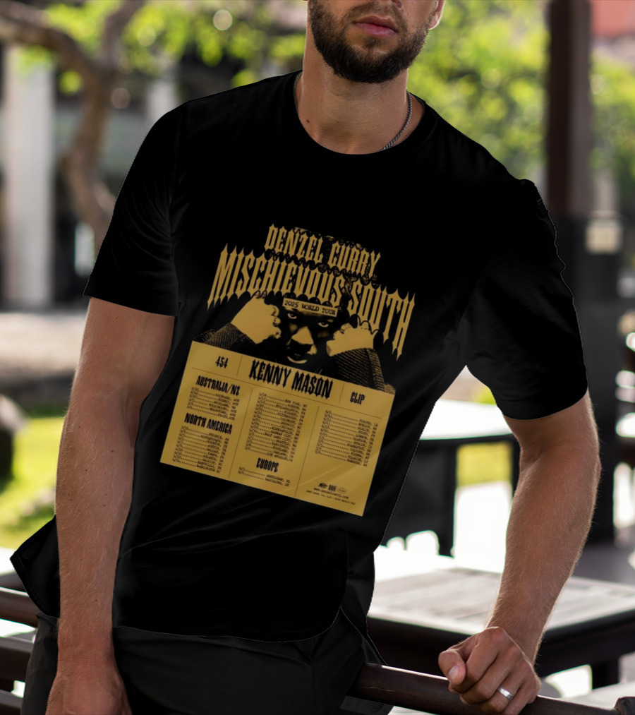Denzel Curry Mischievous South 2025 World Tour Kenny Mason Clip 454 Australia North America Europe Dates T-Shirt