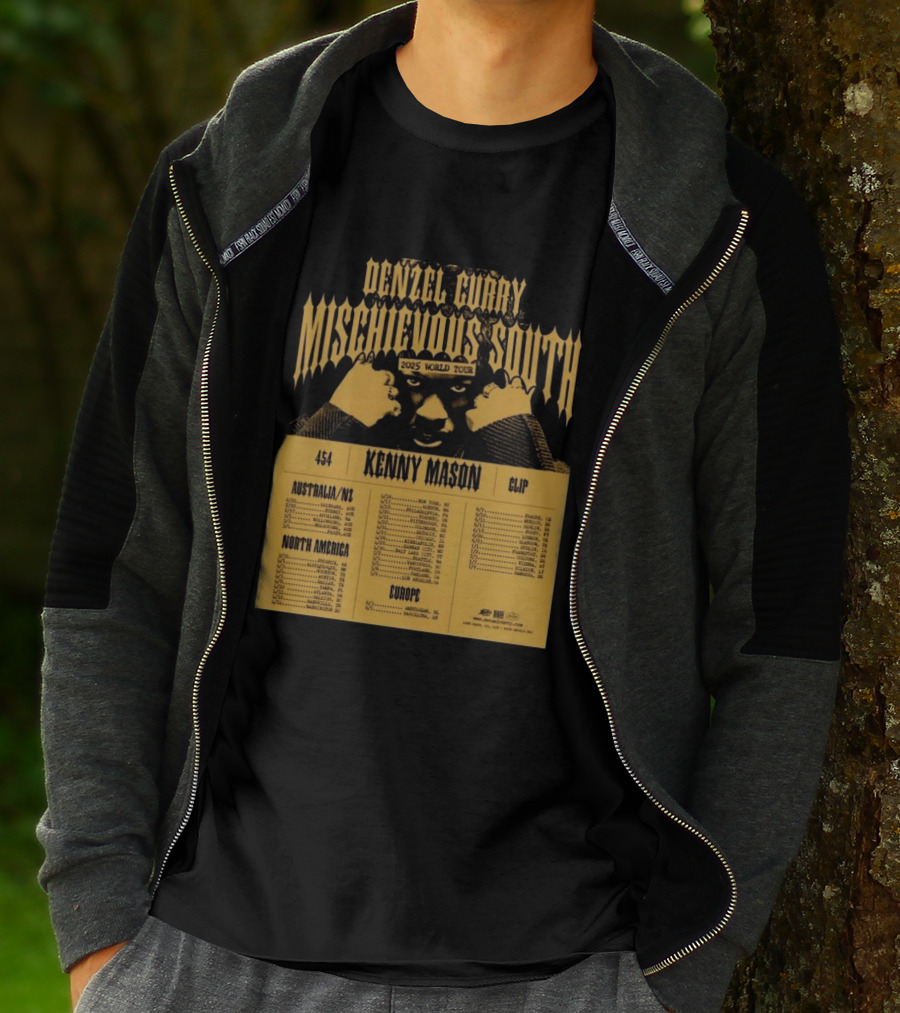 Denzel Curry Mischievous South 2025 World Tour Kenny Mason Clip 454 Australia North America Europe Dates T-Shirt