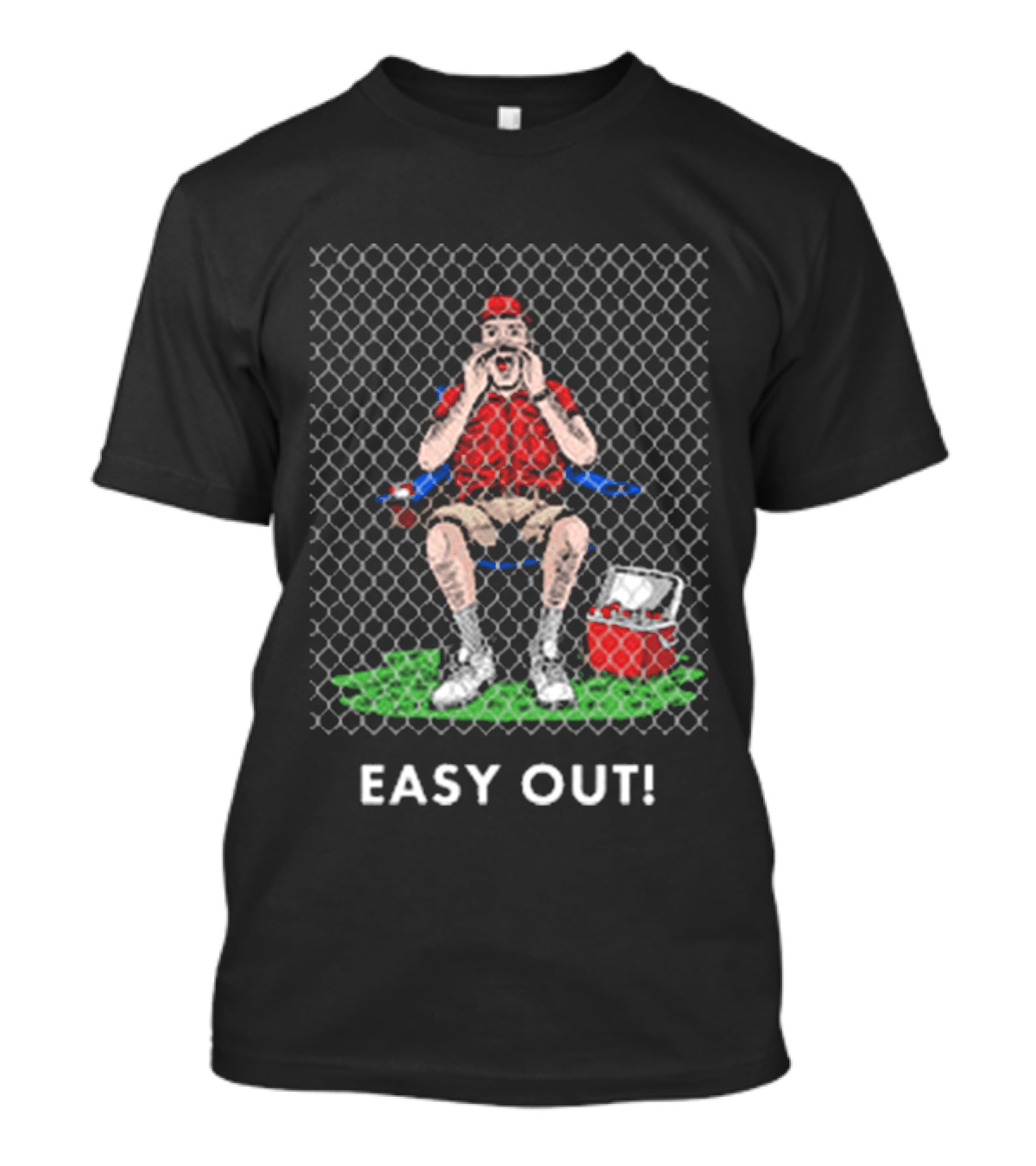 Easy Out Umpire Sitting Behind Chain Link Fence T-Shirt