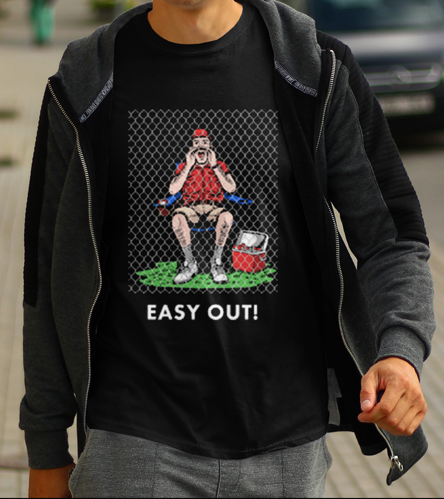 Easy Out Umpire Sitting Behind Chain Link Fence T-Shirt