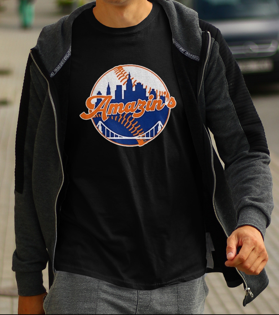 New York Mets Amazin's Skyline Baseball Bridge T-Shirt