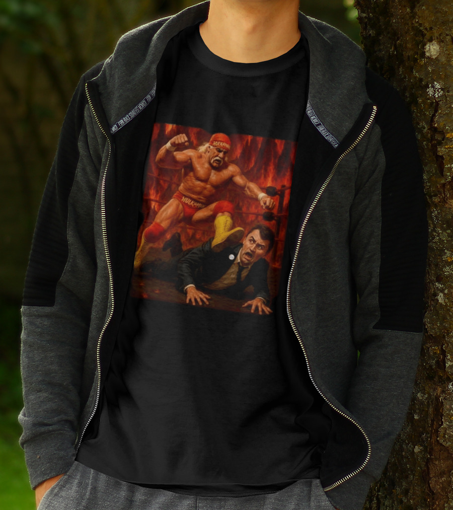 Hulk Hogan Hulkamania Vs Charlie Kirk Wrestling Meme Image T-Shirt