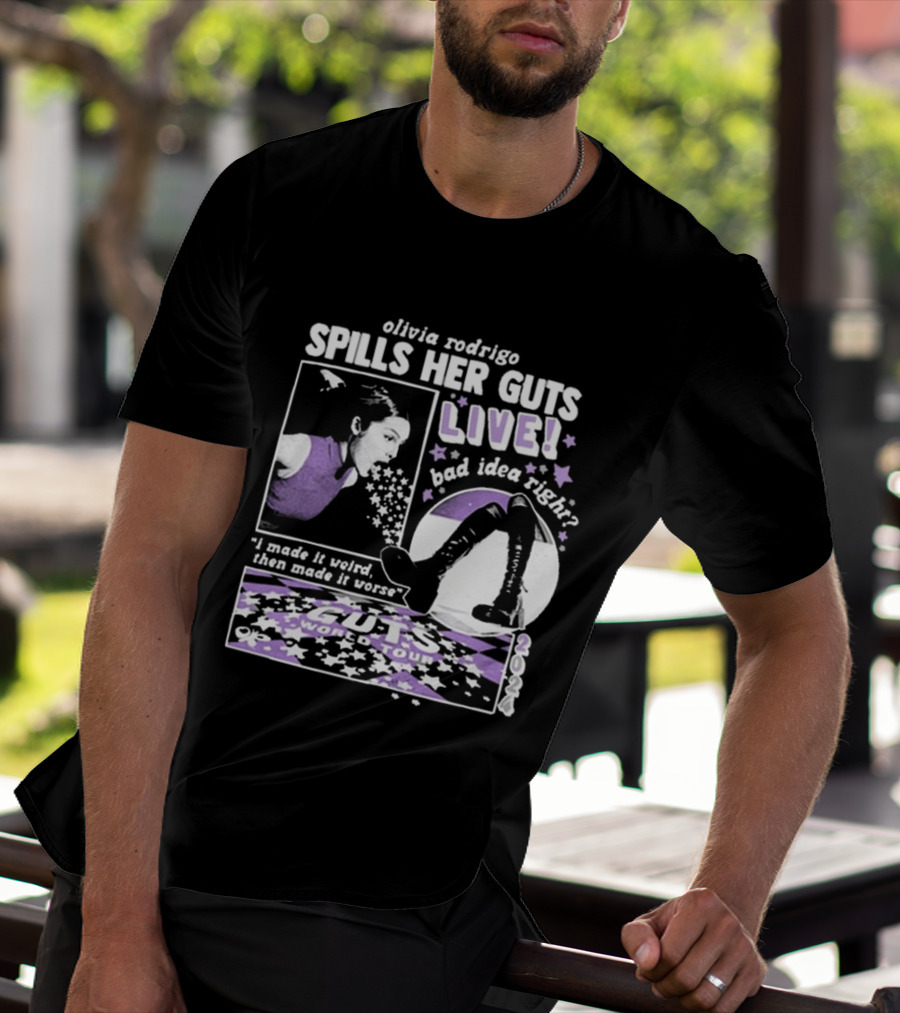 Olivia Rodrigo Spills Her Guts Live World Tour 2023 Bad Idea Right? T-Shirt