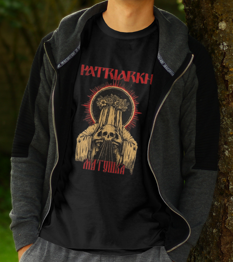 Patriarkh Matushka Skeleton Halo Floral Hooded Figure T-Shirt