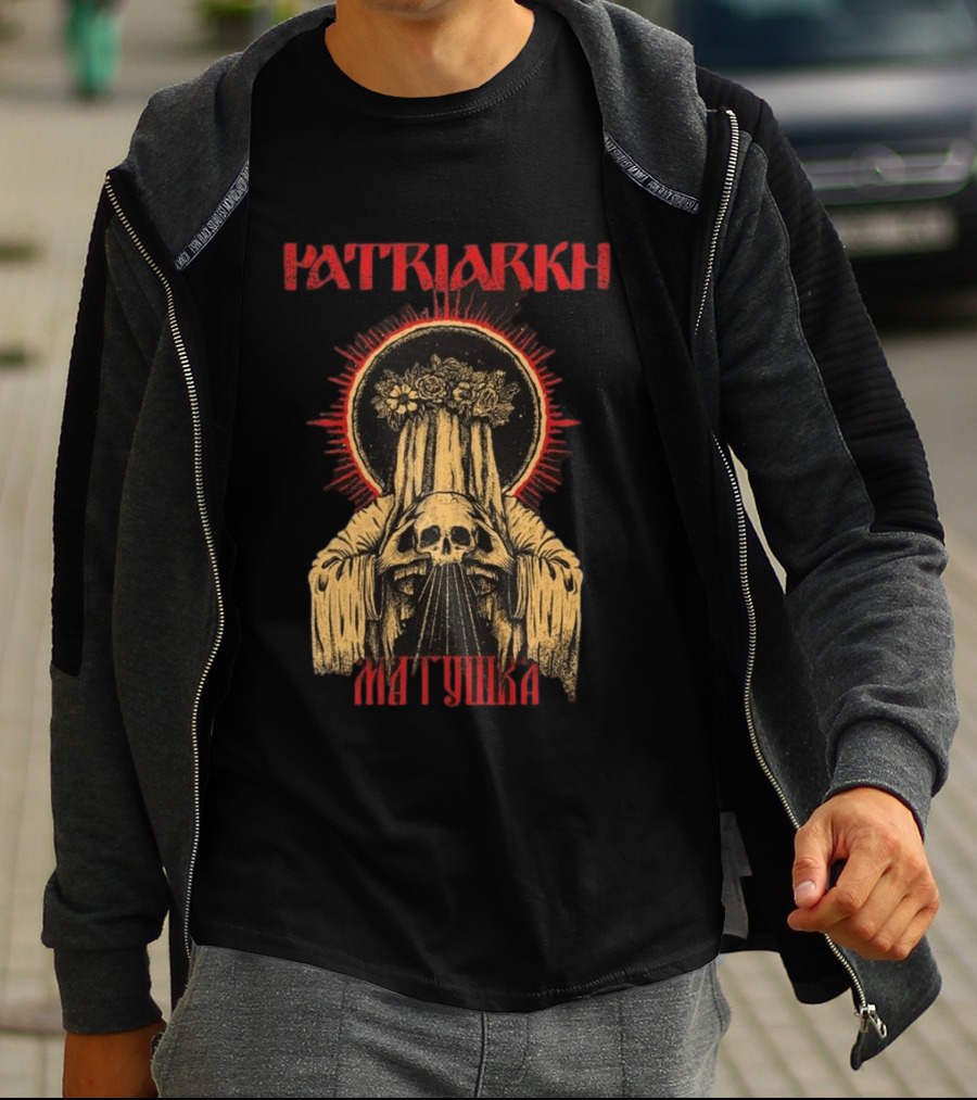 Patriarkh Matushka Skeleton Halo Floral Hooded Figure T-Shirt
