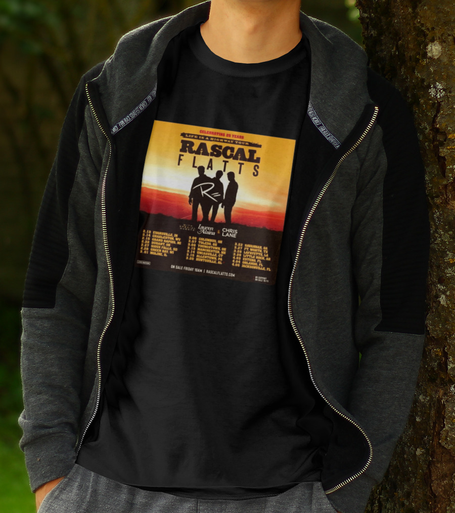 Celebrating 25 Years Life Is A Highway Tour Rascal Flatts Featuring Lauren Alaina Chris Lane T-Shirt