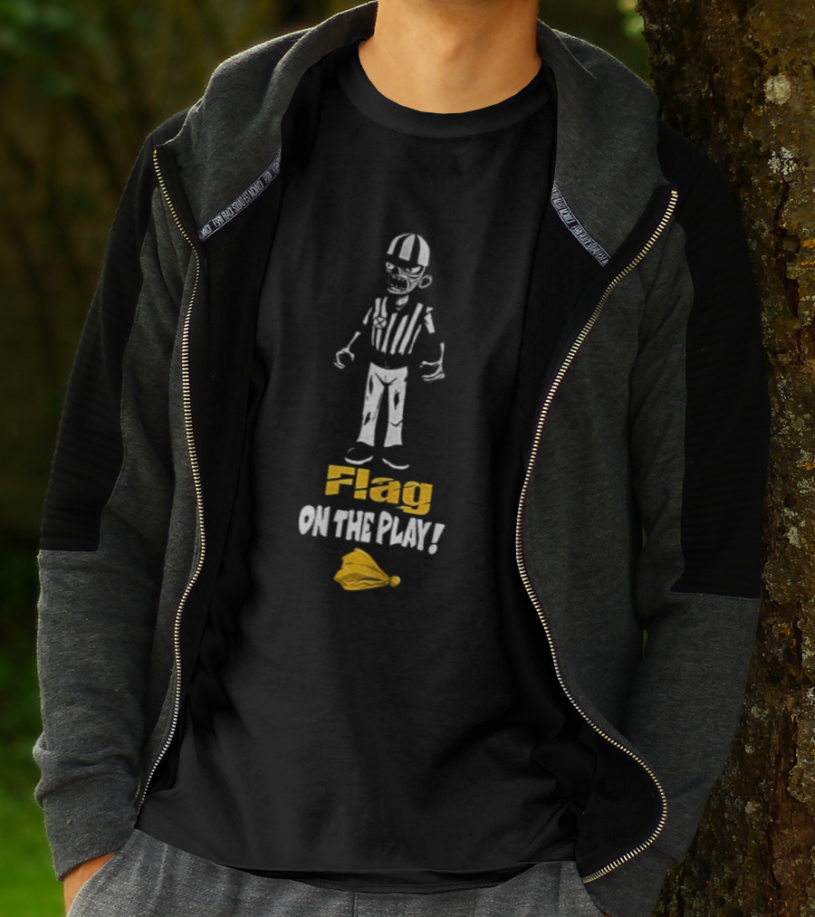 Zombie Referee Flag On The Play Halloween Humor T-Shirt