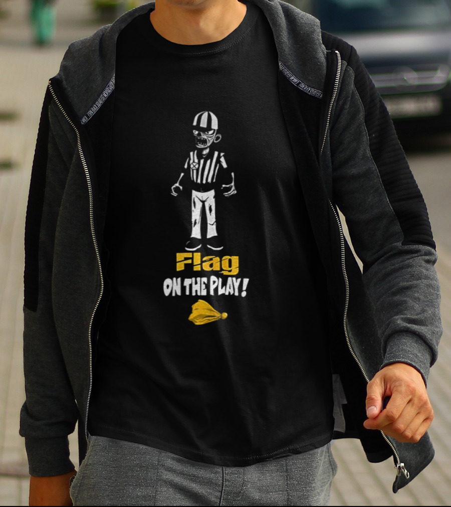 Zombie Referee Flag On The Play Halloween Humor T-Shirt