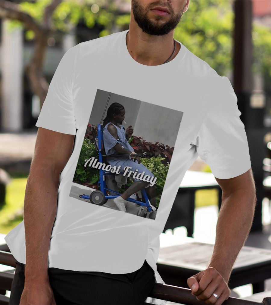Almost Friday Offset Cigarette Wheelchair Vibes T-Shirt