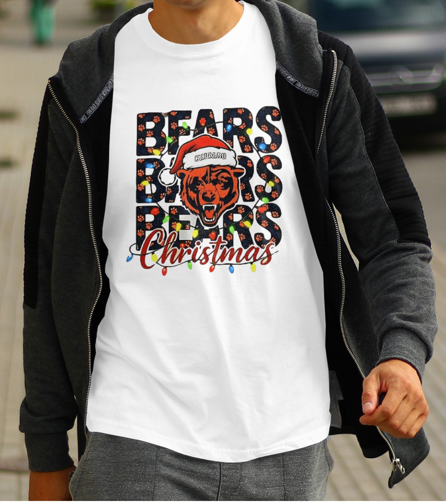 Bears Christmas Bear Santa Claus Chicago Bears Football T-Shirt