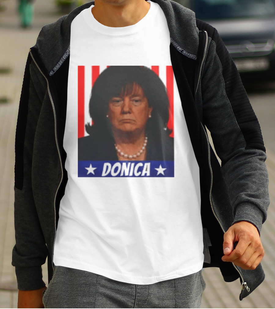 Donica Lewinsky 2025 Campaign Style Stars Red Stripes T-Shirt