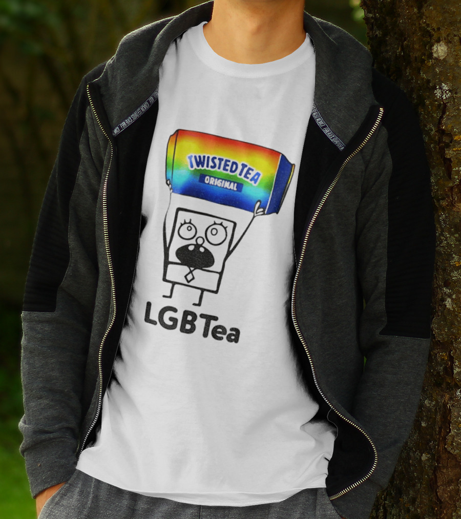 Doodlebob Holding Rainbow Twisted Tea Original LGBTea Pride LGBTQ+ T-Shirt