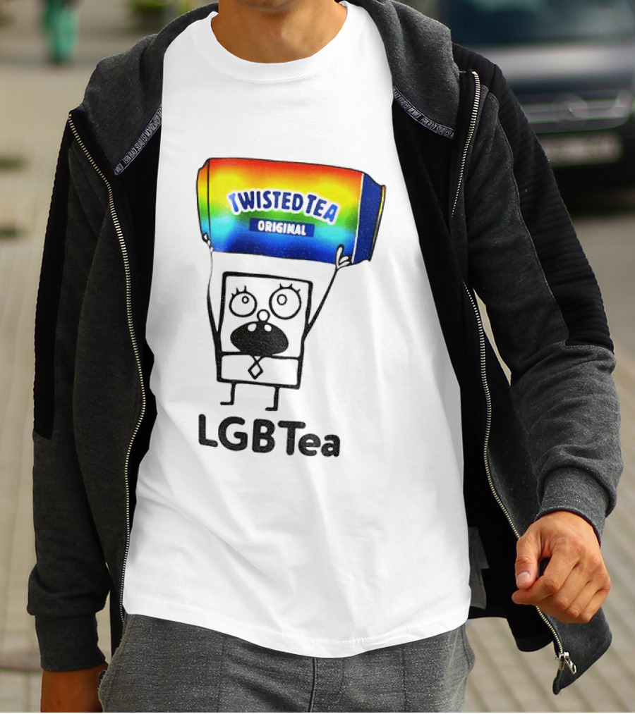 Doodlebob Holding Rainbow Twisted Tea Original LGBTea Pride LGBTQ+ T-Shirt