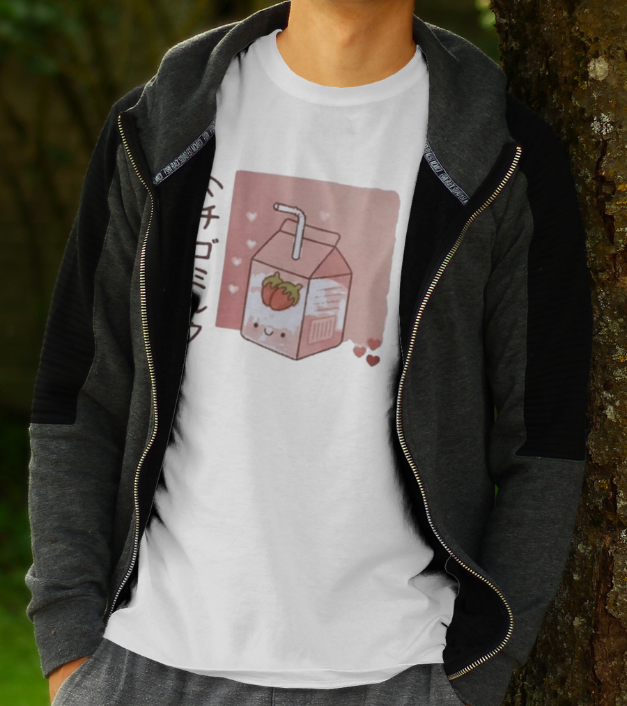 Strawberry Milk Kawaii Cartoon Fight Or Flight Lucas Reyes T-Shirt