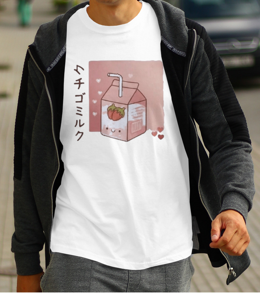 Strawberry Milk Kawaii Cartoon Fight Or Flight Lucas Reyes T-Shirt