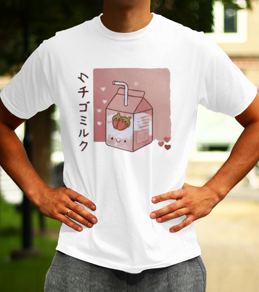 Strawberry Milk Kawaii Cartoon Fight Or Flight Lucas Reyes T-Shirt