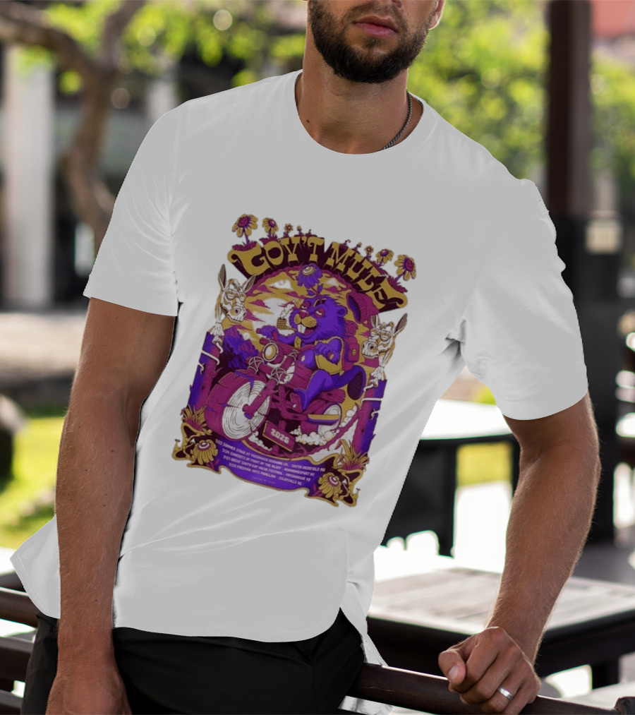 Gov't Mule Summer Tour 2026 Psychedelic Bear Riding Motorcycle Concert Dates And Locations T-Shirt