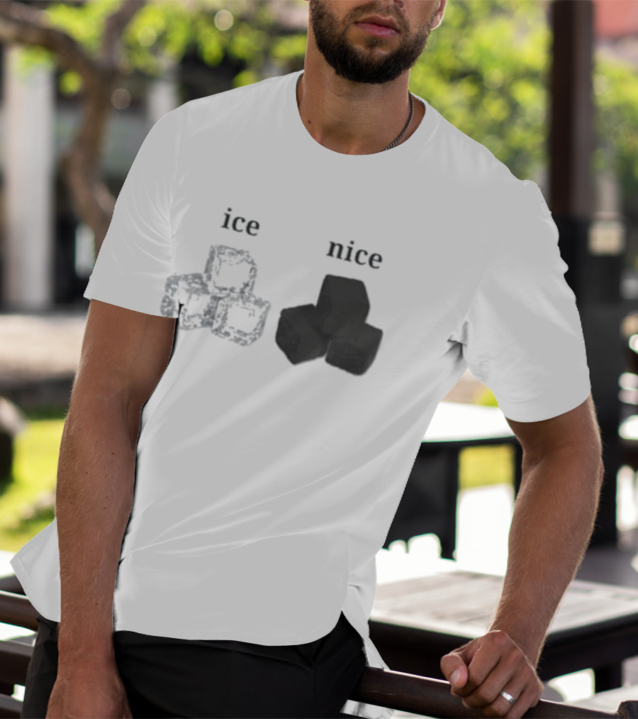 Ice Vs Nice Cubes Playful Word T-Shirt
