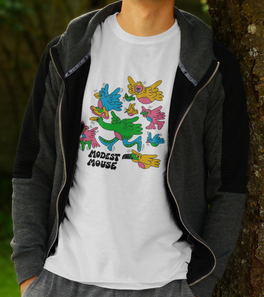 Modest Mouse Colorful Birds Flock T-Shirt