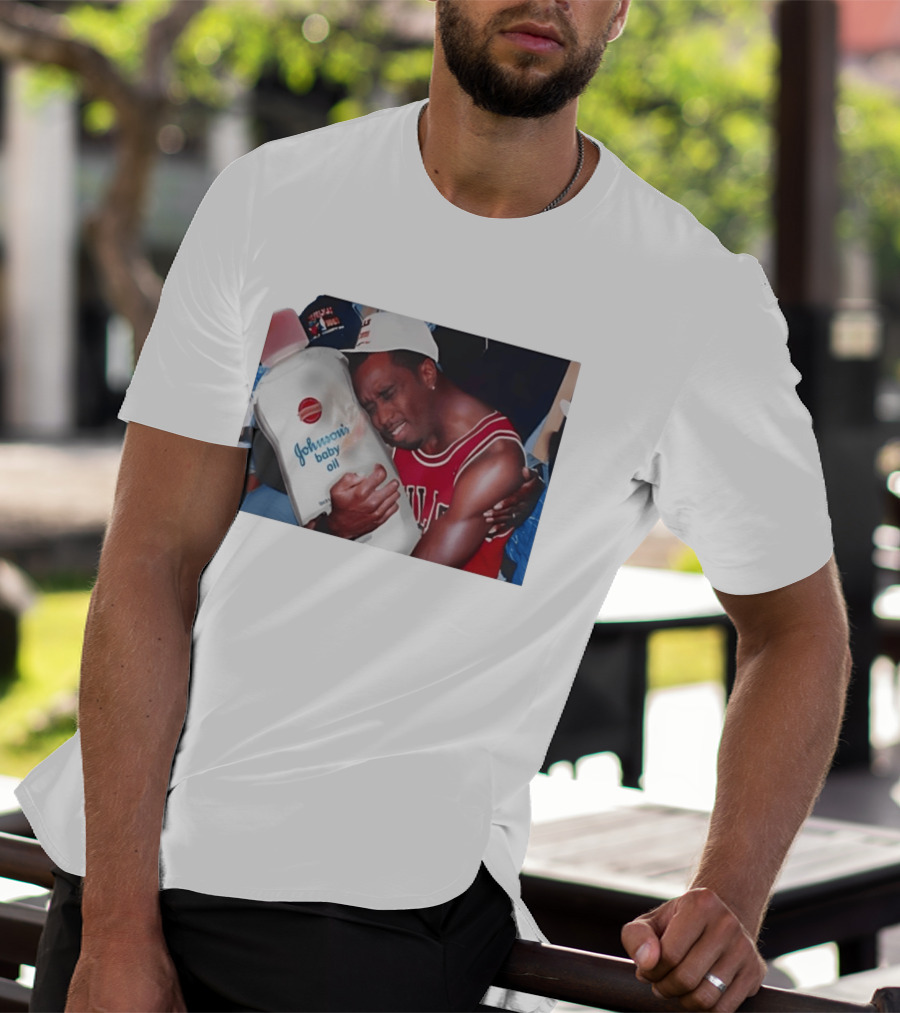 P.Diddy Crying Meme Johnson's Baby Oil Bulls Jersey T-Shirt