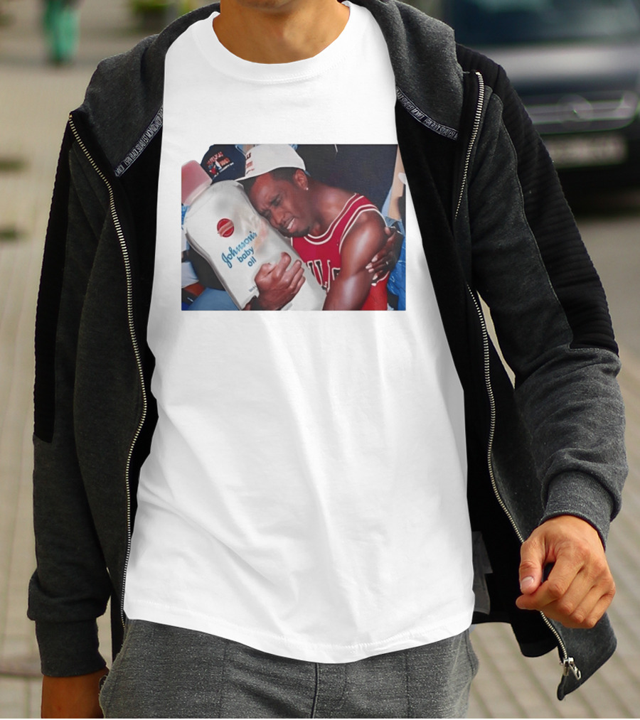 P.Diddy Crying Meme Johnson's Baby Oil Bulls Jersey T-Shirt