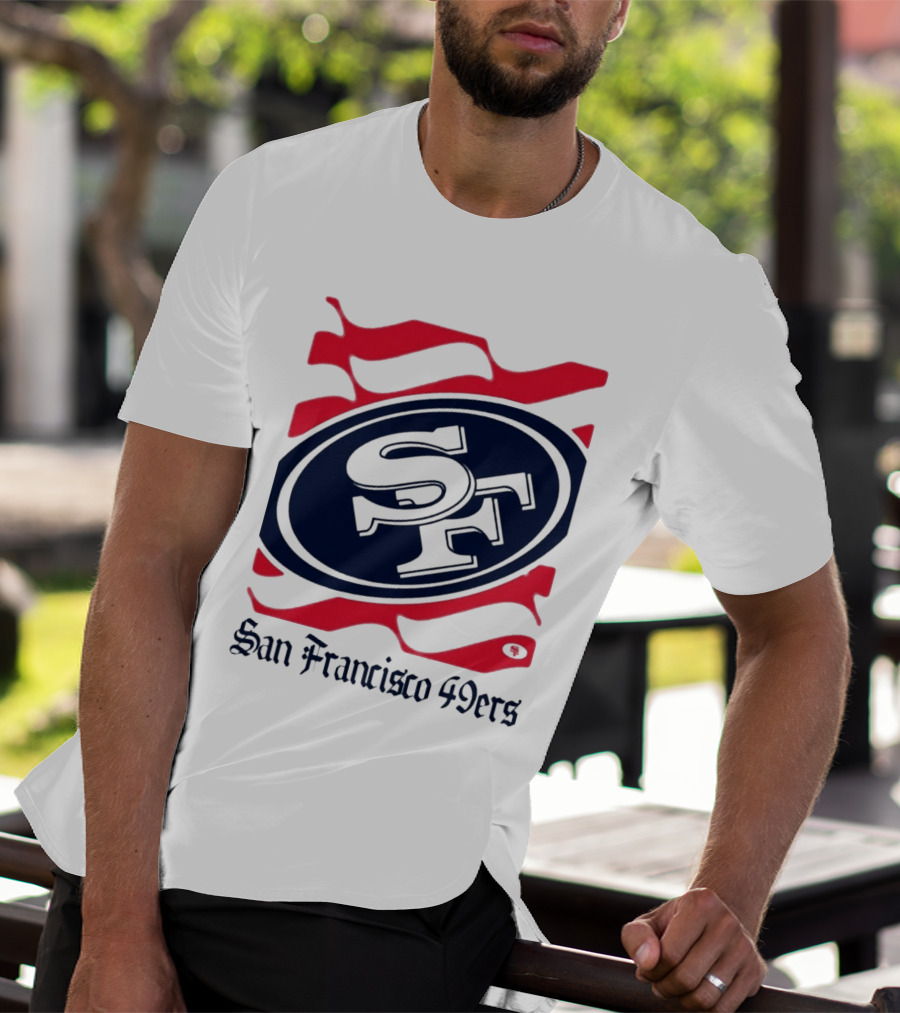 San Francisco 49ers SF Flag Heritage Wordmark T-Shirt