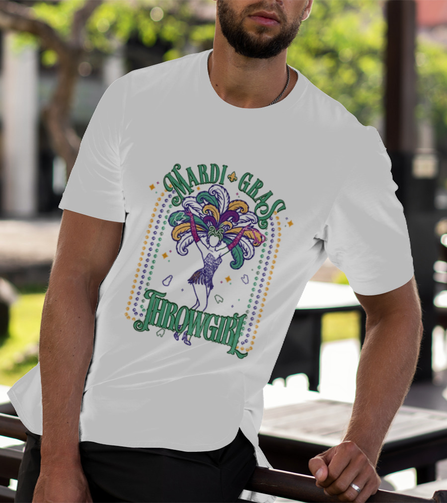 Mardi Gras Throw Girl Feather Dance Costume Celebration T-Shirt