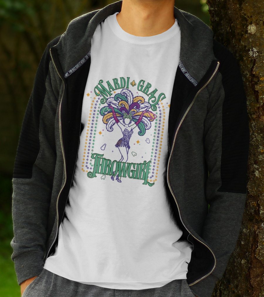 Mardi Gras Throw Girl Feather Dance Costume Celebration T-Shirt