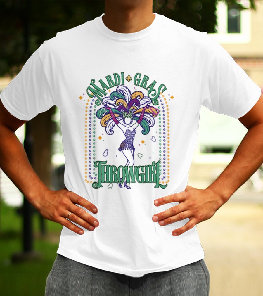 Mardi Gras Throw Girl Feather Dance Costume Celebration T-Shirt