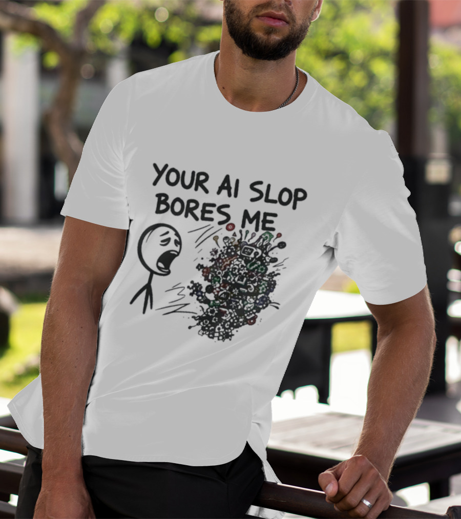 Your AI Slop Bores Me Stick Figure Expression With Colorful Scribbles T-Shirt