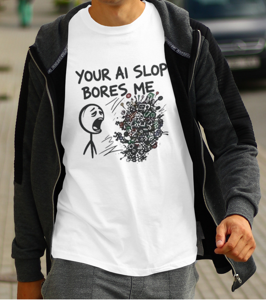 Your AI Slop Bores Me Stick Figure Expression With Colorful Scribbles T-Shirt