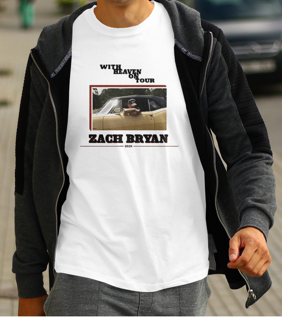 Zach Bryan With Heaven On Tour 2026 Yellow Convertible Country Music T-Shirt