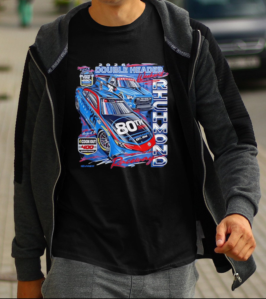 2026 Richmond Raceway Double Header Weekend 80th Anniversary Black Tire 250 Cook Out 400 T-Shirt