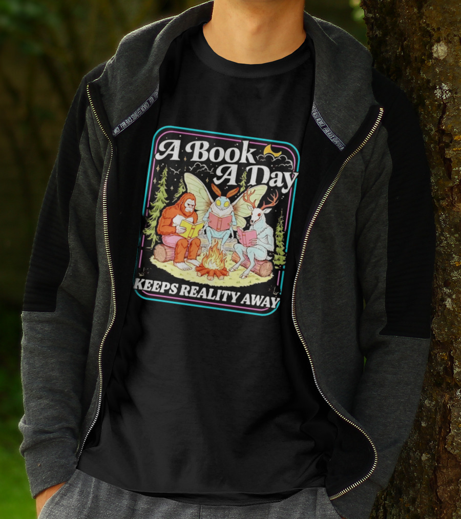 A Book A Day Reading Cryptid Club Campfire Keeps Reality Away T-Shirt