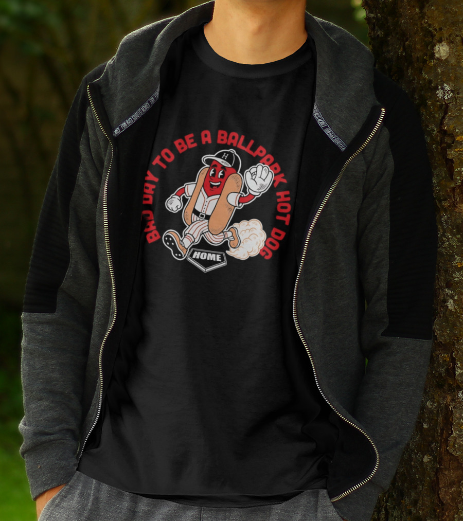 Bad Day To Be A Ballpark Hot Dog Cleveland Baseball Cartoon T-Shirt