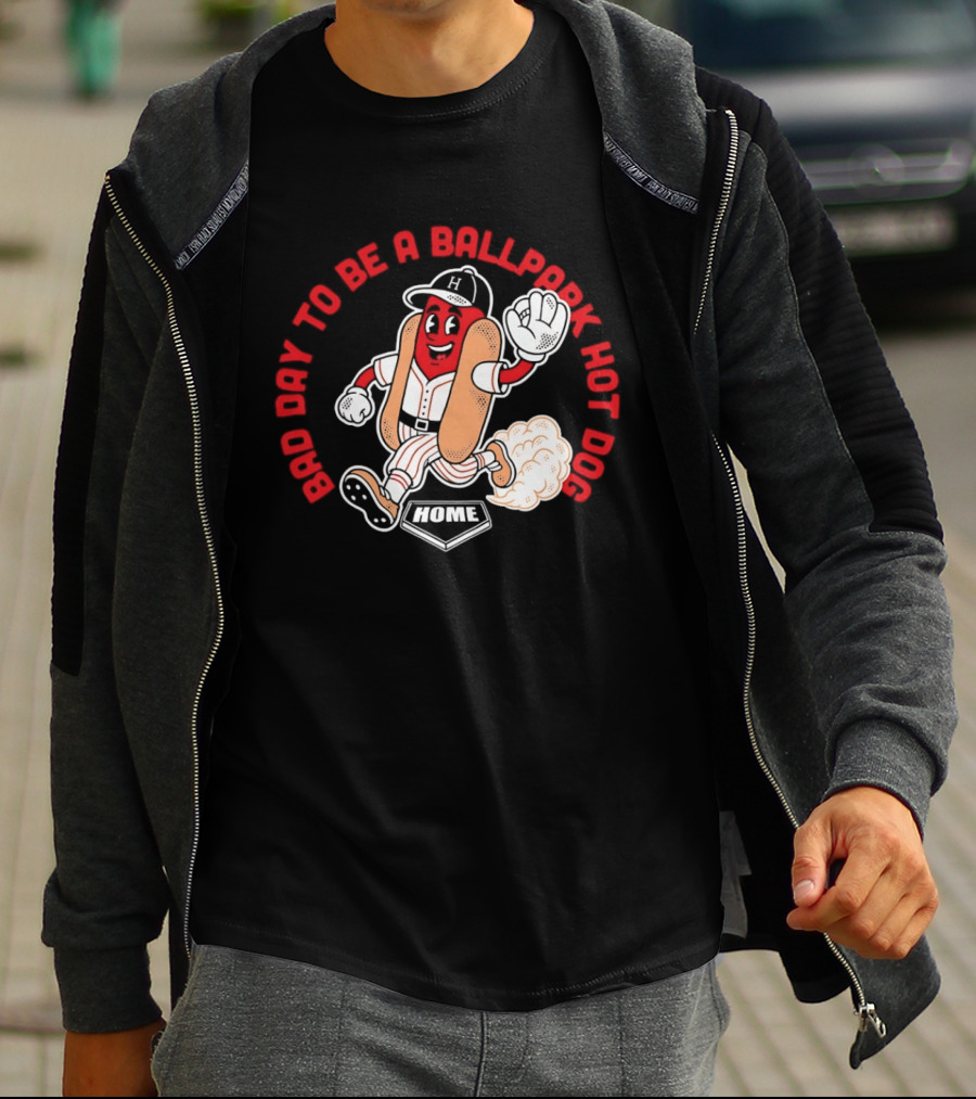 Bad Day To Be A Ballpark Hot Dog Cleveland Baseball Cartoon T-Shirt