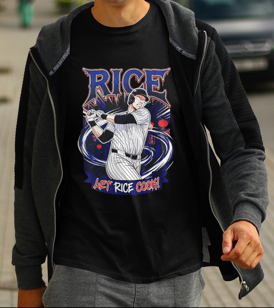 Rice Let Rice Cook New York Yankees Baseball Cartoon T-Shirt