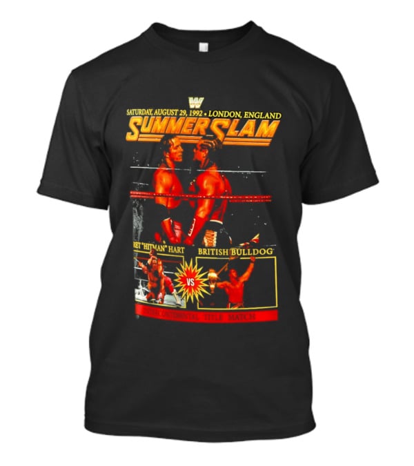 WWF SummerSlam 1992 Bret Hart Vs British Bulldog London England T-Shirt