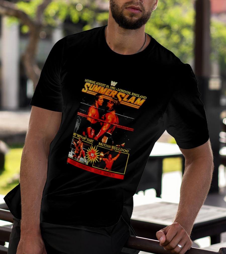 WWF SummerSlam 1992 Bret Hart Vs British Bulldog London England T-Shirt