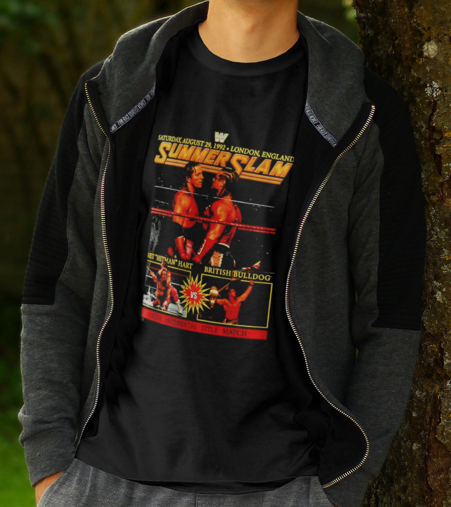 WWF SummerSlam 1992 Bret Hart Vs British Bulldog London England T-Shirt