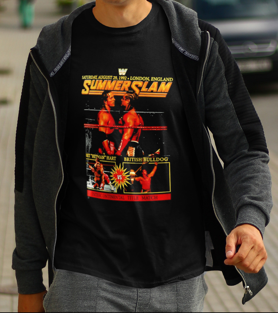 WWF SummerSlam 1992 Bret Hart Vs British Bulldog London England T-Shirt