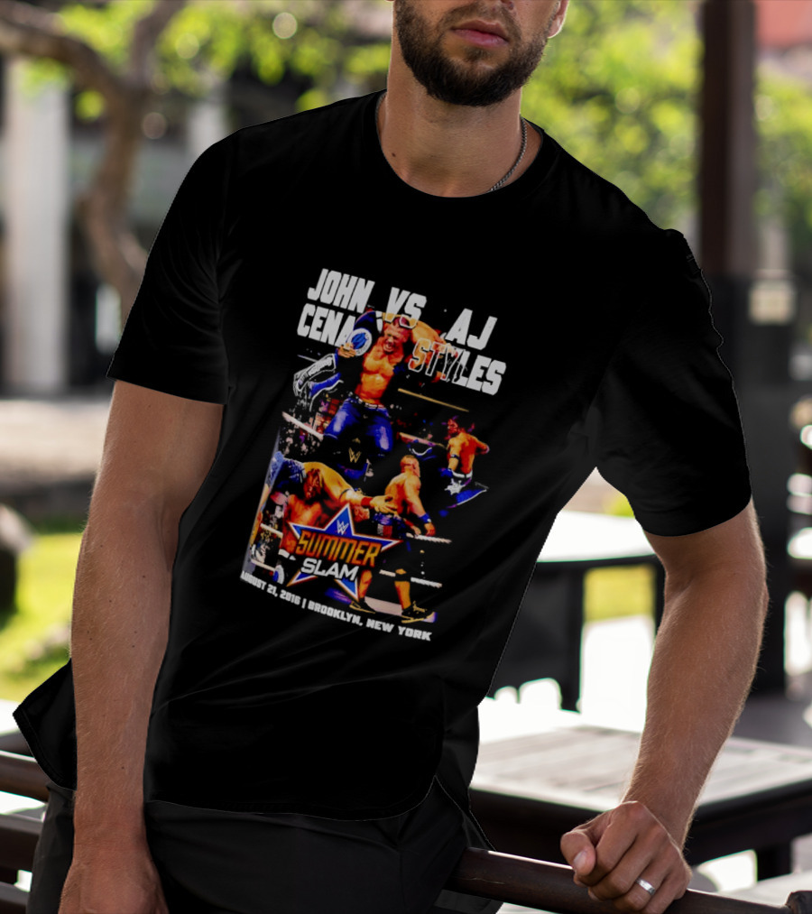 John Cena Vs AJ Styles WWE SummerSlam 2016 Barclays Center August 21 Brooklyn New York T-Shirt