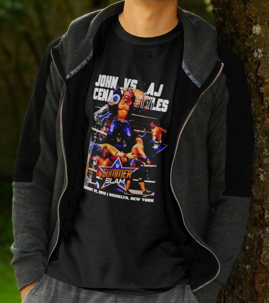 John Cena Vs AJ Styles WWE SummerSlam 2016 Barclays Center August 21 Brooklyn New York T-Shirt