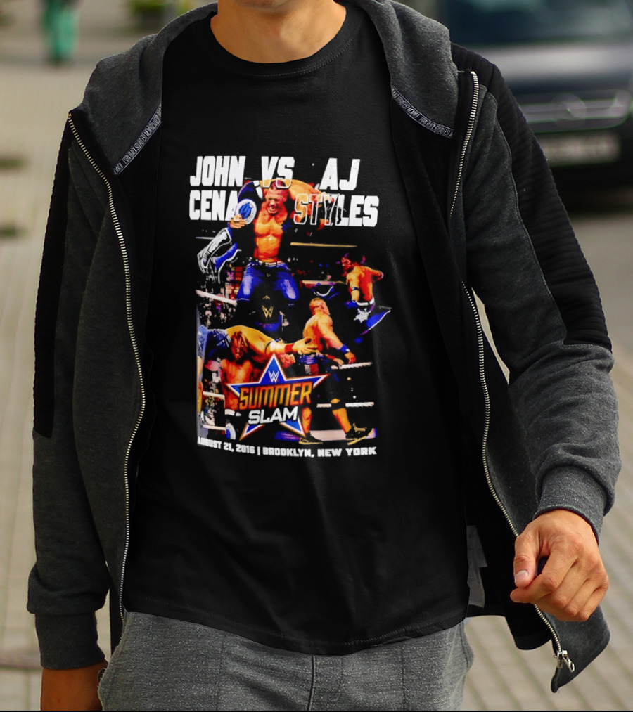 John Cena Vs AJ Styles WWE SummerSlam 2016 Barclays Center August 21 Brooklyn New York T-Shirt