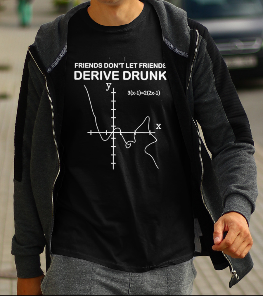 Friends Don't Let Friends Derive Drunk Math Humor Equation Graph T-Shirt
