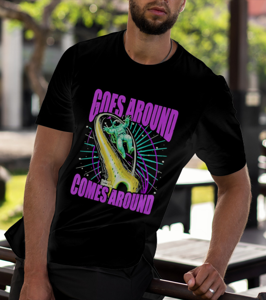 Goes Around Comes Around Astronaut Floating Space Retro Aesthetic T-Shirt