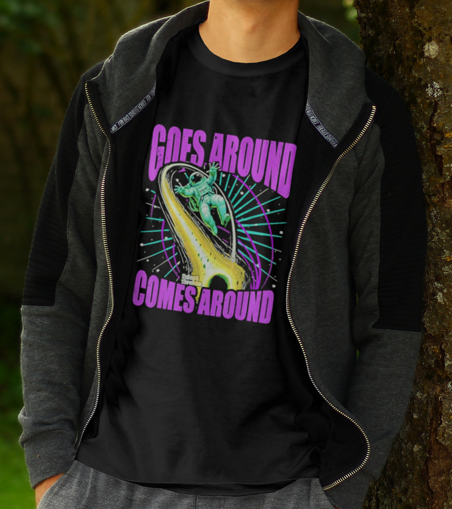 Goes Around Comes Around Astronaut Floating Space Retro Aesthetic T-Shirt